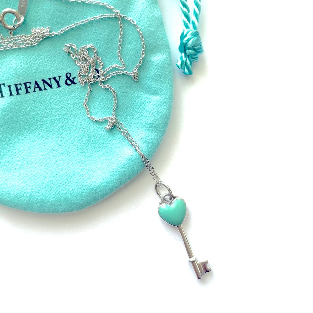 Tiffany and Co. Turquoise Enamel Key Necklace BEAUTIFUL!!!